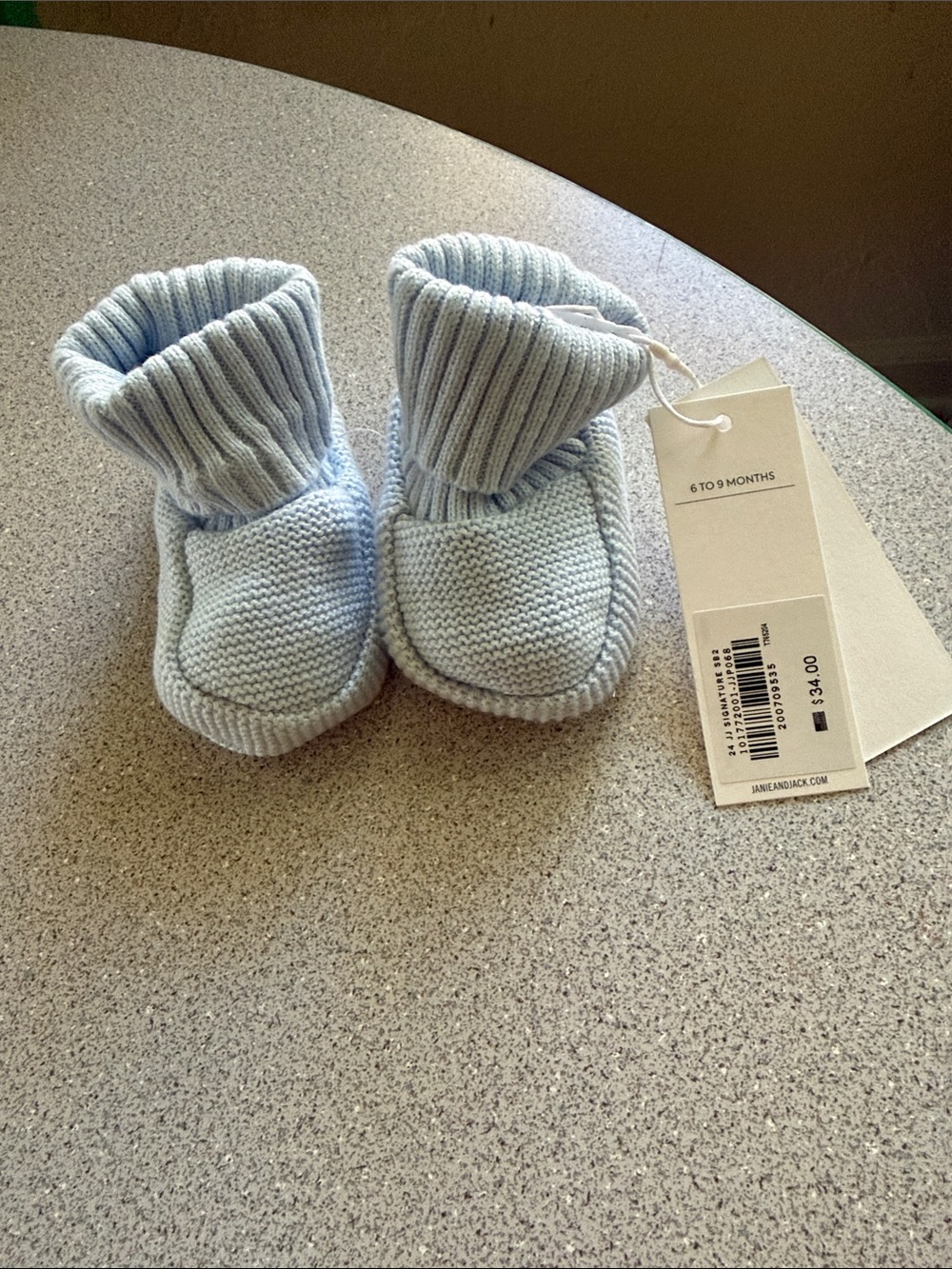 NWT Janie and Jack Pale Blue Knit Baby Booties